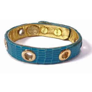 Ted Rossi Women's Vintage Palm Beach Chic Embossed Leather Pyramid Cuff Bracelet